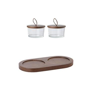 Imagem de Bandeja de frutas secas de madeira maciça sala de estar simples moderna caixa de doces domésticos bandeja de lanche, dois pacotes