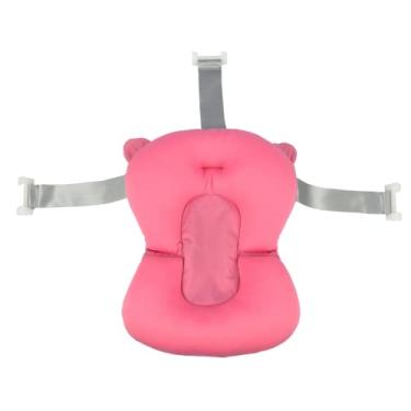 Imagem de Almofada de Banho Infantil Para Bebê com Alça Rosa