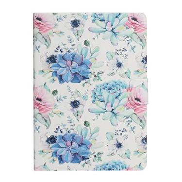 Imagem de ZiEuooo Capa protetora completa em couro durável elegante elegante refrescante simples para tablet Samsung Galaxy A 8.0 A 10.1 A7 Lite A8 (A 10.1 T580 T585, Flor B)