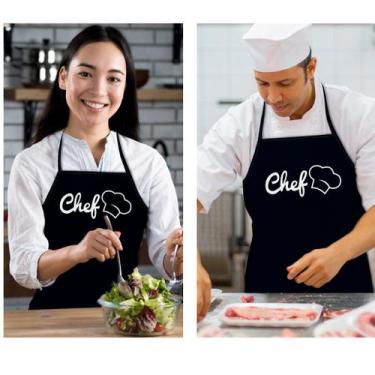 Imagem de Avental De Cozinha Estampa Chef Preto Ou Branco - Envio Imediato - Vd