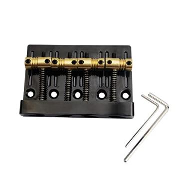 Imagem de Guyker Ponte de baixo de alta massa de 4 cordas com selins de latão usinado CNC vintage substituição para baixo elétrico Jazz (GB403, preto)