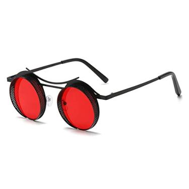 Imagem de Óculos de sol redondos retrô steampunk masculinos femininos estilo armação de metal óculos de sol moda óculos de sol masculinos uv400, c2, tamanho único