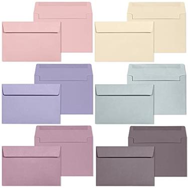 Imagem de Envelopes A4 – Pacote com 48 envelopes coloridos para convites, cor pastel, 10 x 16 cm, 6 cores pastel suaves
