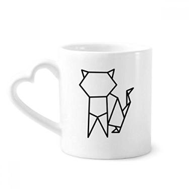 Imagem de Caneca abstrata origami gato forma geométrica caneca café cerâmica copo de coração de vidro