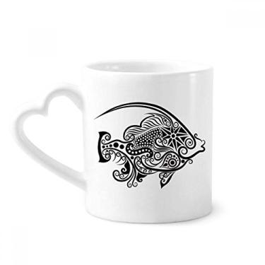 Imagem de Caneca com desenho de linha com estampa de peixe café cerâmica copo de coração de vidro