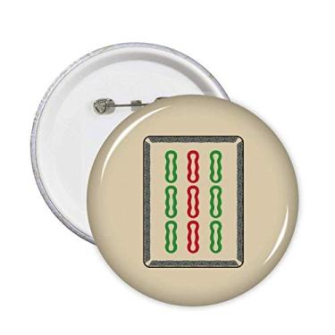 Imagem de Mahjong Barra de bambu 9 peças padrão pinos crachá botão emblema decoração acessório 5 peças