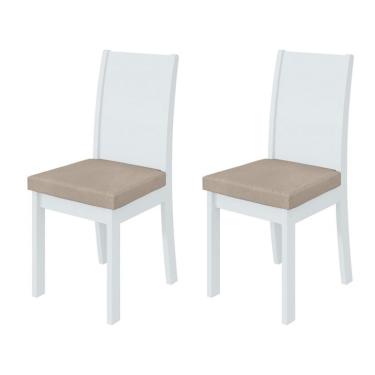 Imagem de Conjunto com 2 Cadeiras Athenas Veludo Creme e Branco
