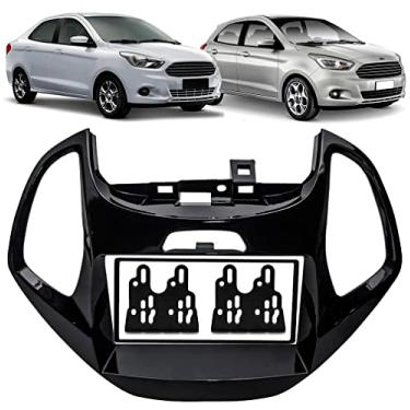 Imagem de Moldura de Painel 2 Din 7" Polegadas Ford Ka Hatch e Sedan 2015 2016 2017 2018 Sem Computador Bordo - Black Piano
