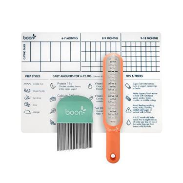 Imagem de Boon DIVVY Kit inicial de preparação de alimentos sólidos para bebês – Inclui jogo americano de silicone, ralador e cortador de rugas de 28 x 35 cm – Conjunto de alimentação para bebês – Tapete de corte de alimentos para bebês – 3 unidades