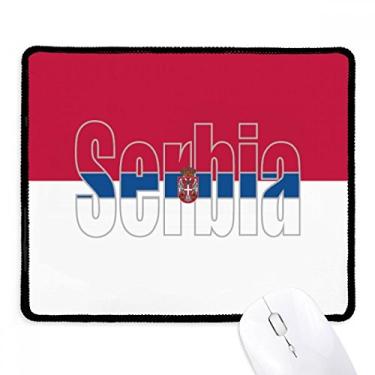 Imagem de Mousepad com nome da bandeira da Sérvia, borda costurada, tapete de borracha para jogos