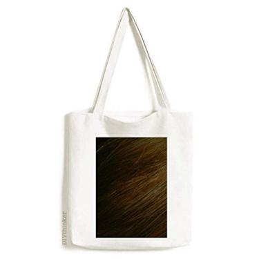 Imagem de Bolsa de lona marrom escura com estampa de cabelo liso bolsa de compras bolsa casual