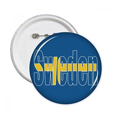 Imagem de Suécia Nome da bandeira do país Pinos Redondos Emblema Emblema Acessório Decoração 5 peças