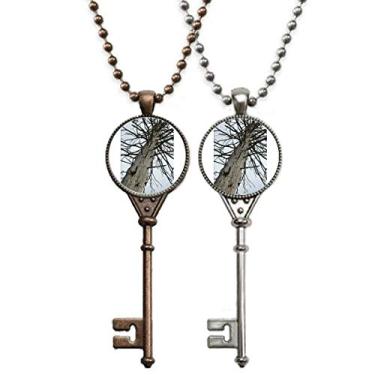 Imagem de OFFbb-USA Colar com pingente para decoração de casais com pingente de arte e decoração de arte de abeto sem folha