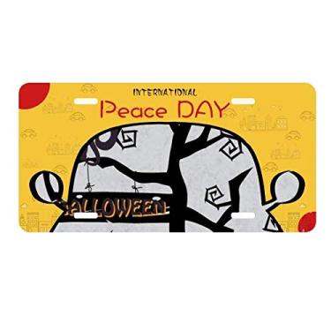 Imagem de DIYthinker Placa de carro Halloween Cat Hallowmas Tree Placa de carro Decoração Dia da Paz