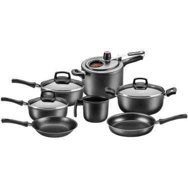 Imagem de Jogo De Panelas Antiaderente Mta Gourmet 7 Pç Grafite