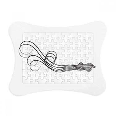 Imagem de Moldura de quebra-cabeça de ilustração de polvo da vida marinha negra decoração de imagem ornamento de jogo quebra-cabeça