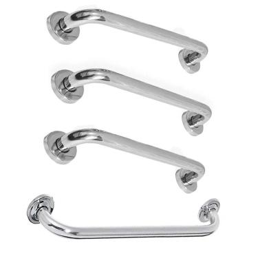 Imagem de Barra Apoio Inox Kit 3 Alças 30cm 1 Alça 60cm Banheiro Acessibilidade Idoso Cadeirante Segurança Box Corrimao