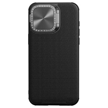 Imagem de PuRoxx Capa magnética para iPhone 15 Pro Max/15 Pro, carregamento sem fio, protetor de câmera com suporte dobrável, capa protetora de camada dupla fina, preta, 15Pro