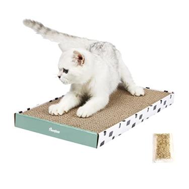 Imagem de PAWSFANS Almofada de arranhador de papelão para gatos com caixa durável ondulado arranhador sofá sofá cama reversível erva de gato incluída para gatos internos, grande (caixa, 1 peça)