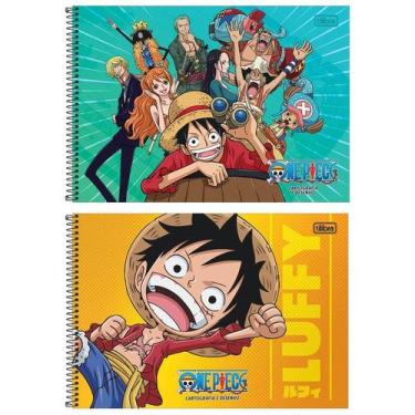 Imagem de Caderno De Desenho Com Adesivos Capa Dura One Piece Anime 80 Folhas Pr
