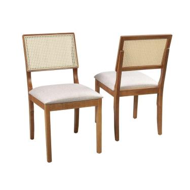 Imagem de Conjunto 2 Cadeiras de Jantar Helena Telinha Ratan Linho Bege