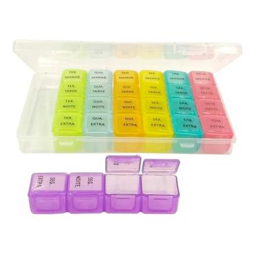 Imagem de Porta Comprimidos Semanal Caixinha de Remédio Organizador de Medicamento Estojo PilBox Diário Cápsulas Smart Manhã Tarde Noite (Porta comprimidos COM07A)