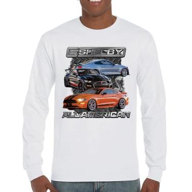 Imagem de Camiseta Shelby All American Cobra de manga comprida Mustang Muscle Car Racing GT 350 GT 500 Performance Powered by Ford, Branco, GG