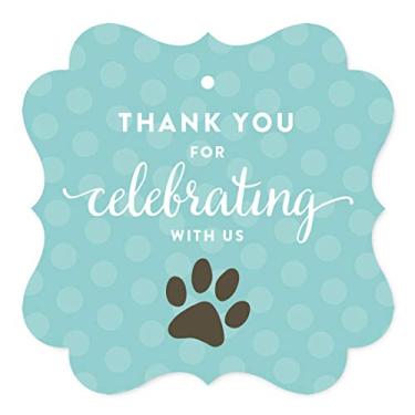Imagem de Etiquetas de presente Andaz Press Birthday Fancy Frame, Animal Pawprint