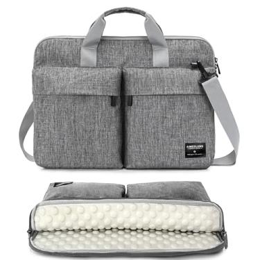 Imagem de KINGSLONG Bolsa fina para laptop de 17,3 polegadas com alça de ombro, capa para laptop Ultrabooks para notebook para homens e mulheres, adequada para Acer, Asus, Lenovo, HP, Toshiba, Cinza