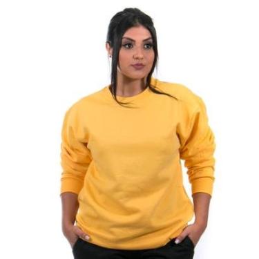 Imagem de Moletom Gola Careca Blusa de Frio sem Capuz Lisa Feminino cor-Feminino