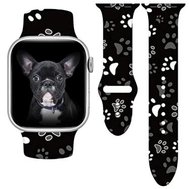 Imagem de Pulseira de relógio esportiva Dog Paws compatível com Apple Watch 42 mm 44 mm 45 mm pulseiras de silicone substituíveis para iWatch Series SE 7 6 5 4 3 2 1