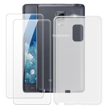Imagem de MILEGOO Capa para Samsung Galaxy Note Edge N9150 + 2 peças protetoras de tela de vidro temperado, capa de TPU de silicone macio à prova de choque para Samsung Galaxy Note Edge N9150 (5,6 polegadas)