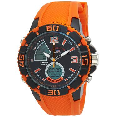 Imagem de U.S. Polo Assn. Relógio esportivo masculino US9483 com pulseira de silicone laranja, Laranja, Digital, movimento de quartzo