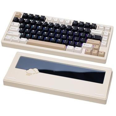 Imagem de Teclado mecânico KEEBMONKEY WOBKEY Rainy 75 CNC de alumínio HMX/JWK/Cocoa Switches com conectividade de modo triplo e acústica superior, RGB/PP/Vidro Espelhado/3500mAh/Violet Switch (Padrão - Branco)