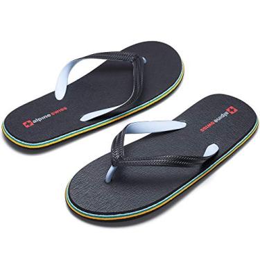 Imagem de Alpine Swiss Chinelo masculino | Sandálias ultrafinas de espuma EVA ultraleves para uso diário na praia e piscina | Chinelo simples e flexível para homens, Preto, 38