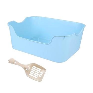 Imagem de Generic Caixa de areia para gatos Bandeja de areia superior aberta para animais de estimação Comadre grande espaço durável com lateral alta Bandeja de areia