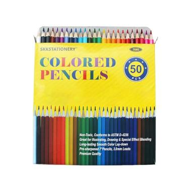 Imagem de 50 lápis de cor SKKSTATIONERY, 50 cores vibrantes, lápis de desenho para esboços, artes, livros de colorir, de Dia das Bruxas