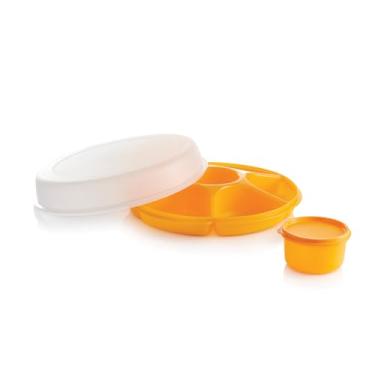 Imagem de Tupperware Bandeja grande dividida no centro de servir 33 polegadas com copo de servir em mamão