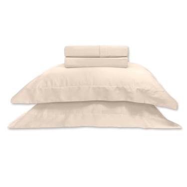 Imagem de Jogo de cama Csl Platine 300 fios com dobra feita Marfim 4 peças