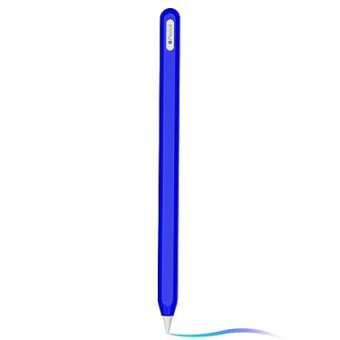 Imagem de Capa de silicone ultrafina compatível com Apple Pencil 2ª geração, capa protetora de silicone para iPad Pro 11 12,9 polegadas 2018, capa de silicone macio à prova de choque (azul)