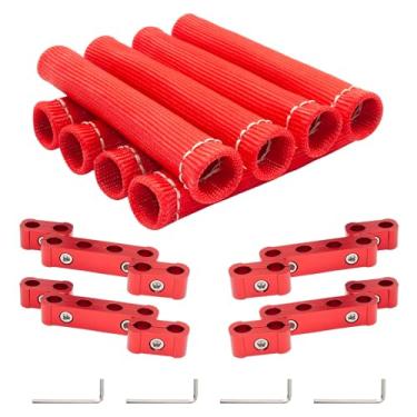 Imagem de Divisor separador de fio de vela de ignição, 12 peças, protetor de botas de fio de vela de ignição, manga protetora de proteção contra calor, suporte de grampo de fio de vela de ignição de 8 mm 9 mm