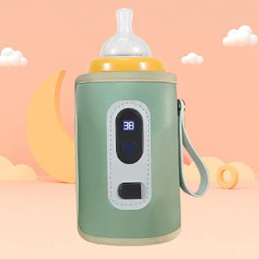 Imagem de Aquecedor de Mamadeira Usb Com Tela Lcd, Temperatura Ajustável, Aquecimento Preciso, Portátil, Aquecedor de Garrafa de Leite para Viagens (Verde)