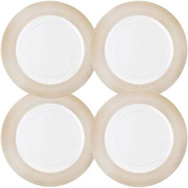 Imagem de Wedding Venue Shop Charger Plates - 13" White/Gold Rope Textured Pack of 4