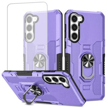 Imagem de Ueokeird Capa para Galaxy A55 5G, capa para Samsung A55 SM-A556U com protetor de tela de vidro temperado, proteção resistente, anel de metal, suporte magnético, capa para celular para Samsung Galaxy