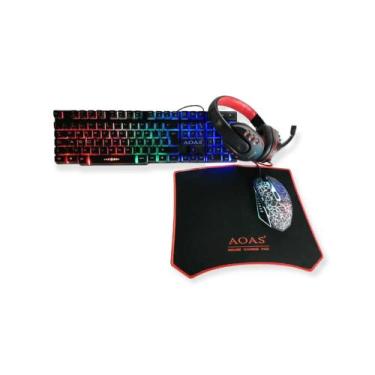 Imagem de Kit Gamer teclado RGB mouse headset mouse pad - AOAS