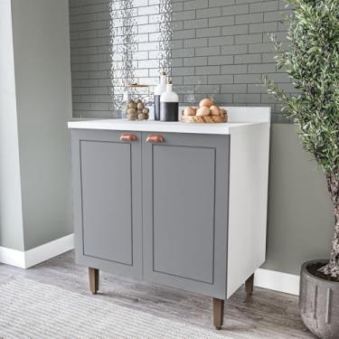 Imagem de Balcão 2 Portas 80 Cm Pérola Yescasa Branco/Cinza