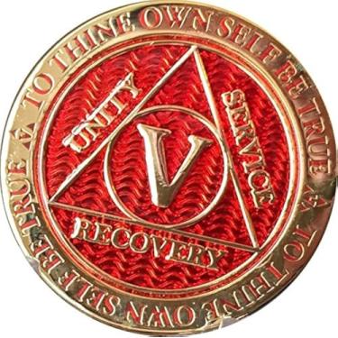 Imagem de Chip Recoverychip 5 anos banhado a ouro vermelho Reflex Medalhão AA