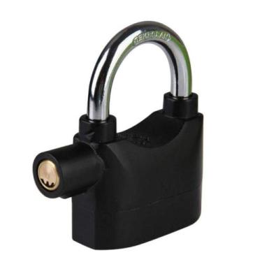 Imagem de Cadeado com alarme anti furto 110dba som alto trava sonoro bike portao
