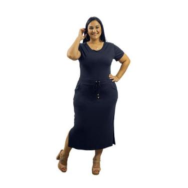 Imagem de Vestido Midi Casual Moda Feminina Com Fenda Lateral Bolsos  - 40 Graus