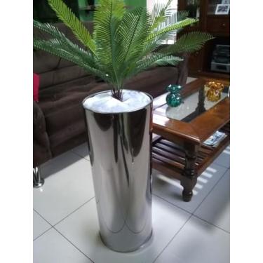 Imagem de Vaso de planta cahepot inox grande cilindro luxo
